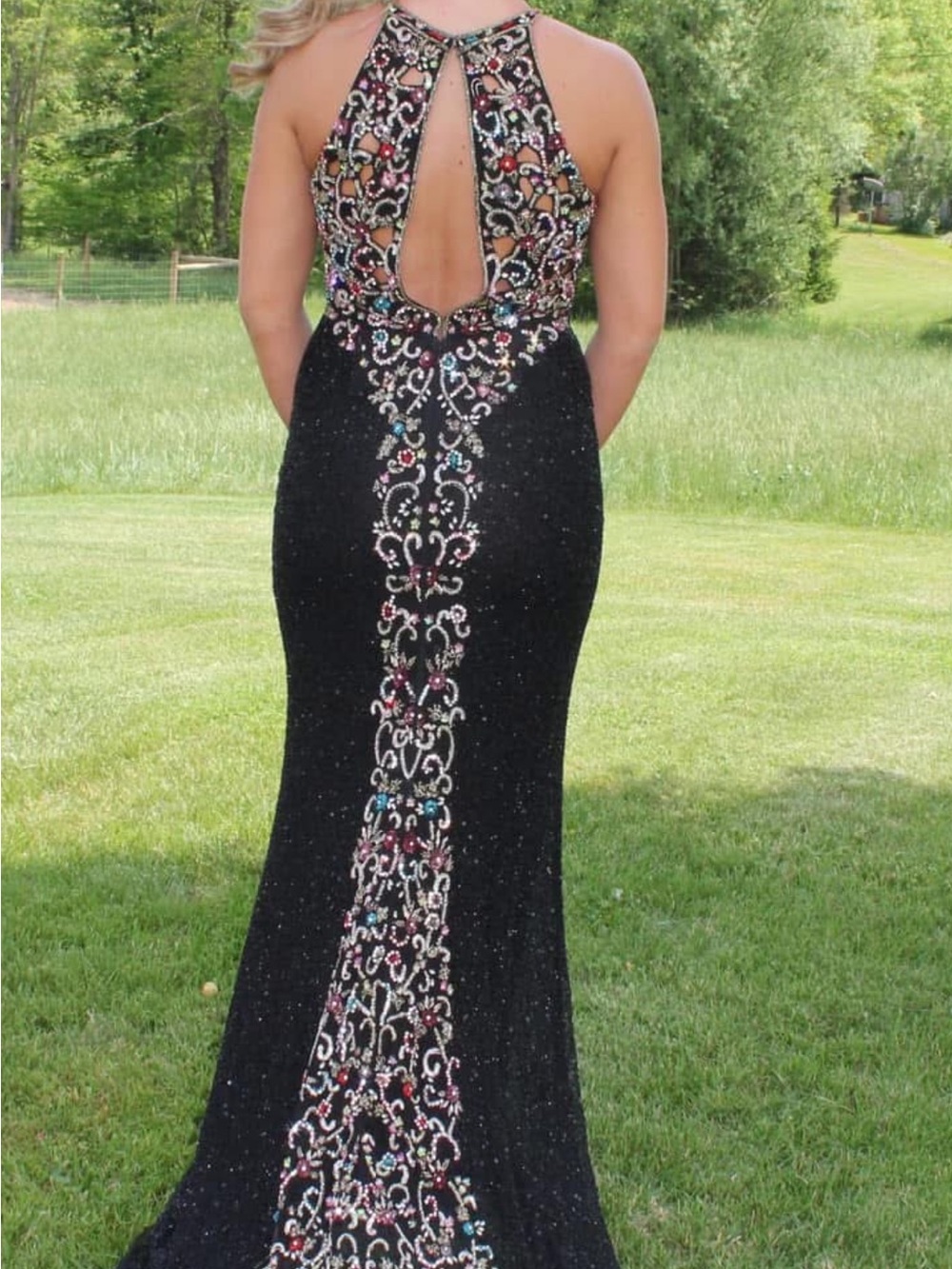 Sherri Hill Black Prom Dress with Multicolor Beaded Embroidery - Picture 5 of 6